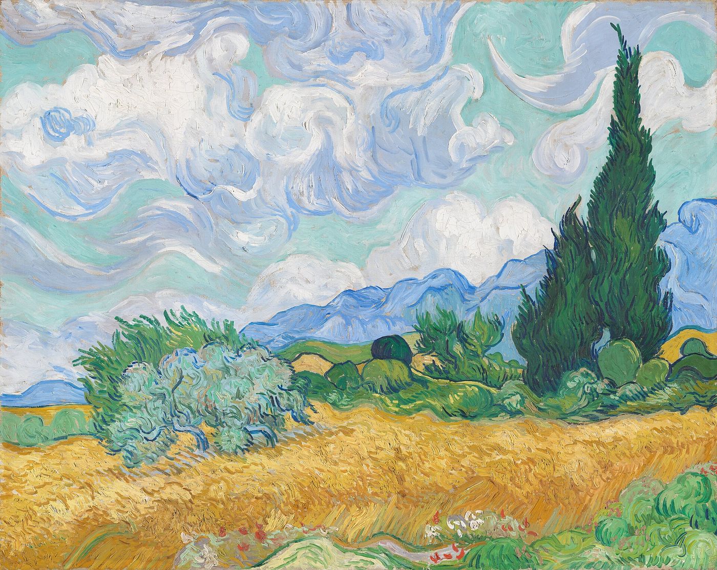 Vincent van Gogh, Wheat Field with Cypresses — open sky and breathing room
